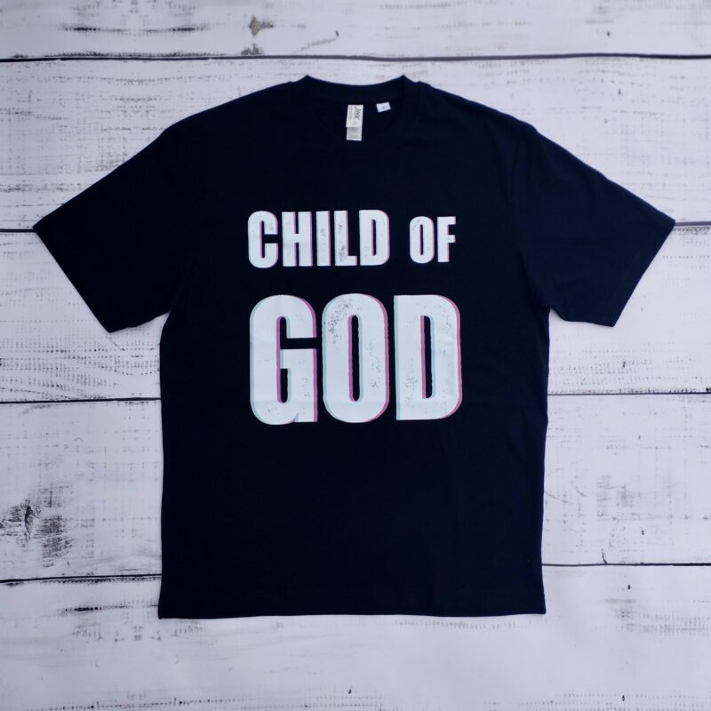 Koszulka oversize chrześcijańska "Child of God" – bawełna 200 g, unisex prezent religijny